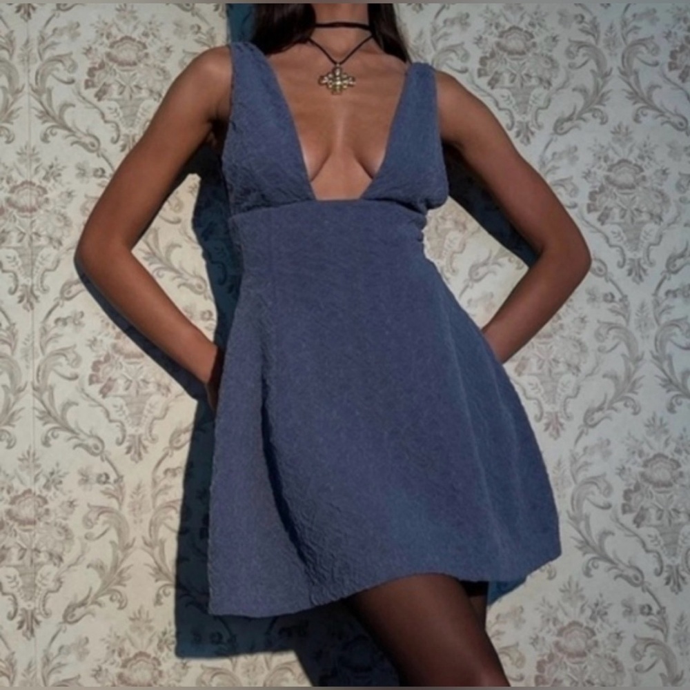 We Wore What Plunge Textured Knit V Neck Mini Dress Women's Size 4